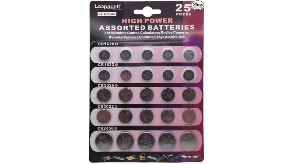 25 piece 3v lithium battery set