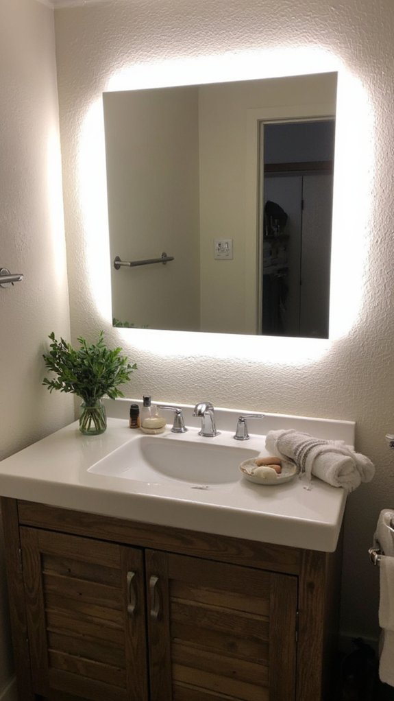 backlit mirrors enhance vanity