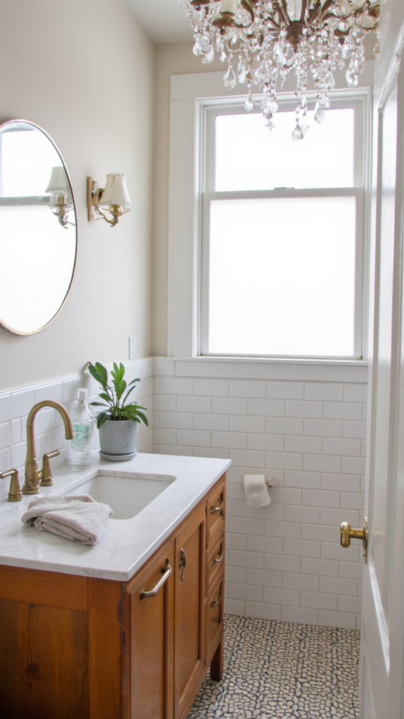 bathroom elegance with chandeliers