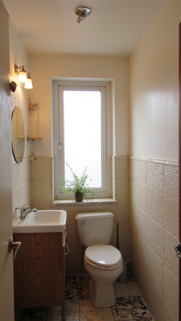 ceiling fixtures maximize bathroom space