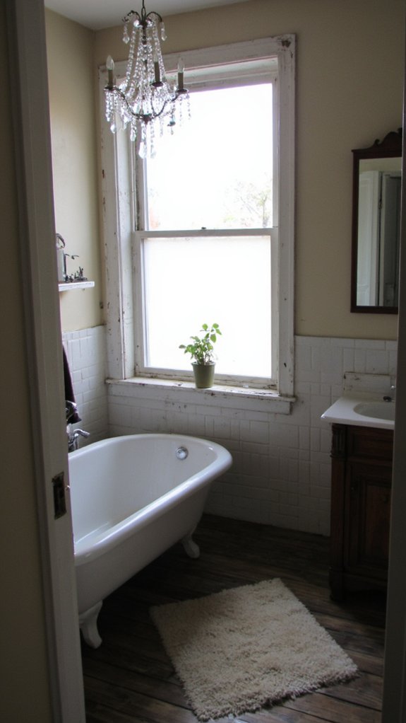 chandelier enhances bathroom elegance