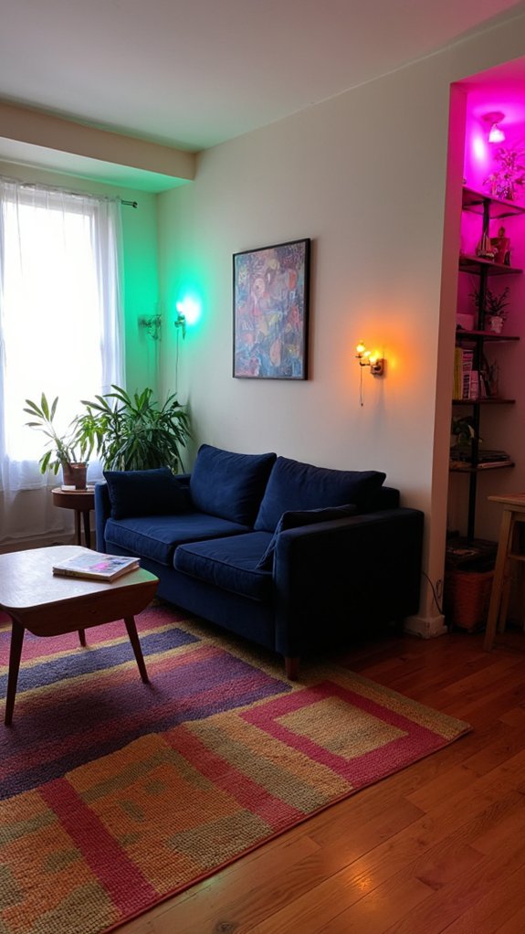 colorful accent lights enhance
