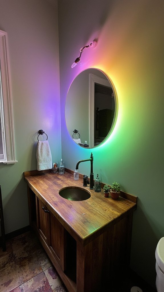 colorful lighting transforms bathrooms
