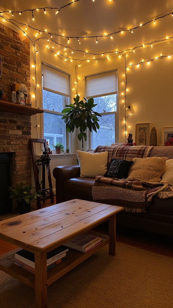 cozy atmosphere with string lights