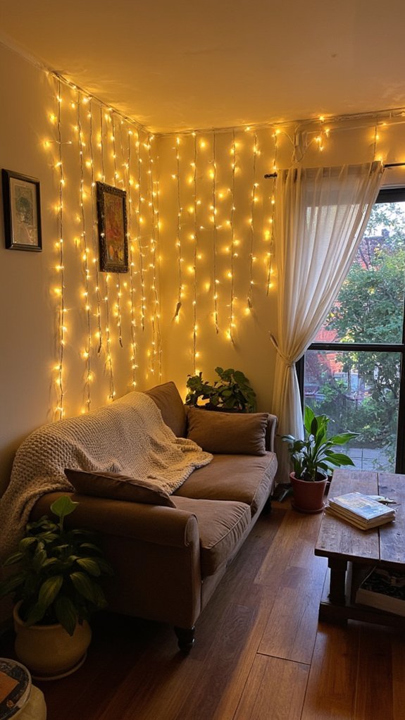 cozy atmosphere with string lights