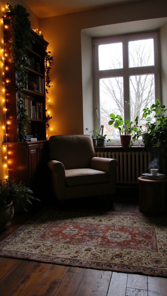 cozy atmosphere with twinkling lights