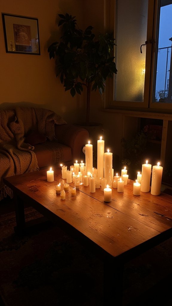 cozy candlelit ambiance created