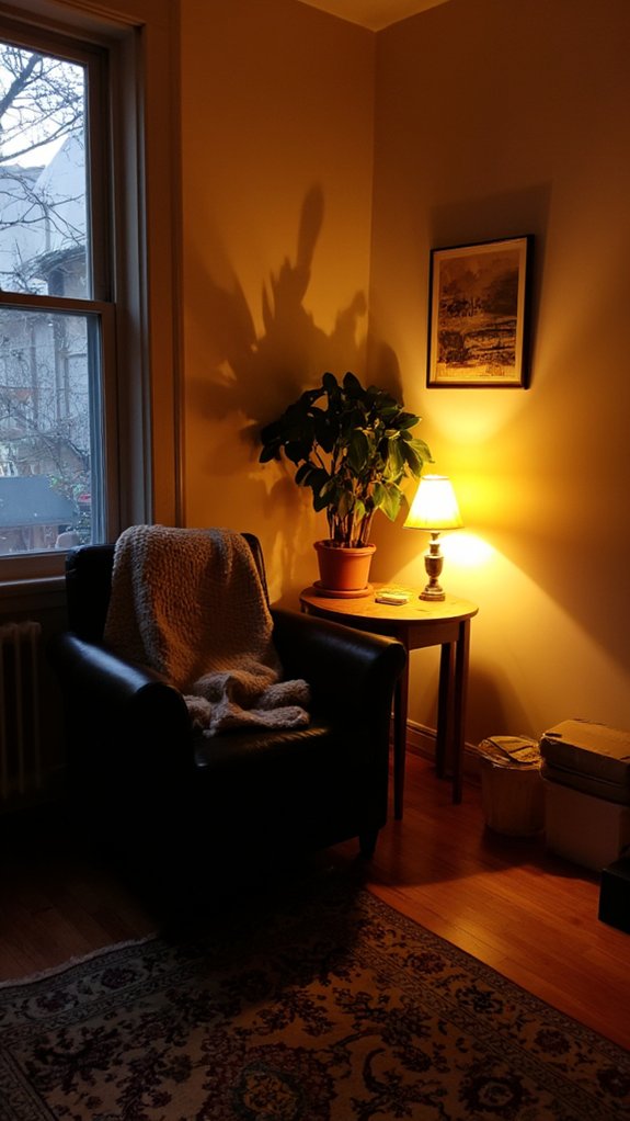 cozy corner with warm lighting