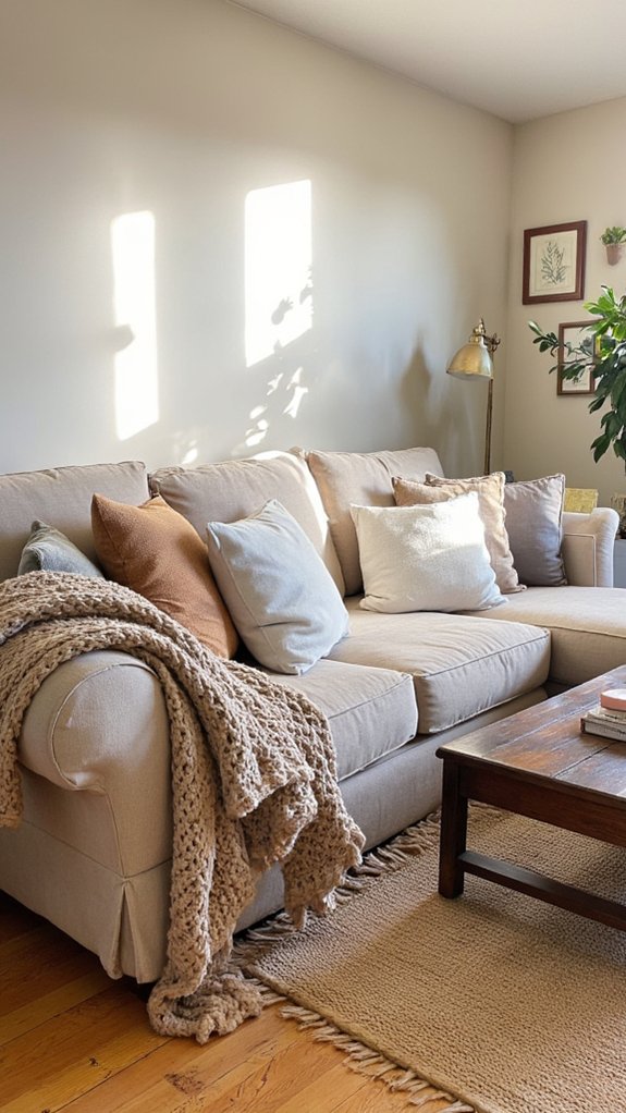 cozy pillows and throws