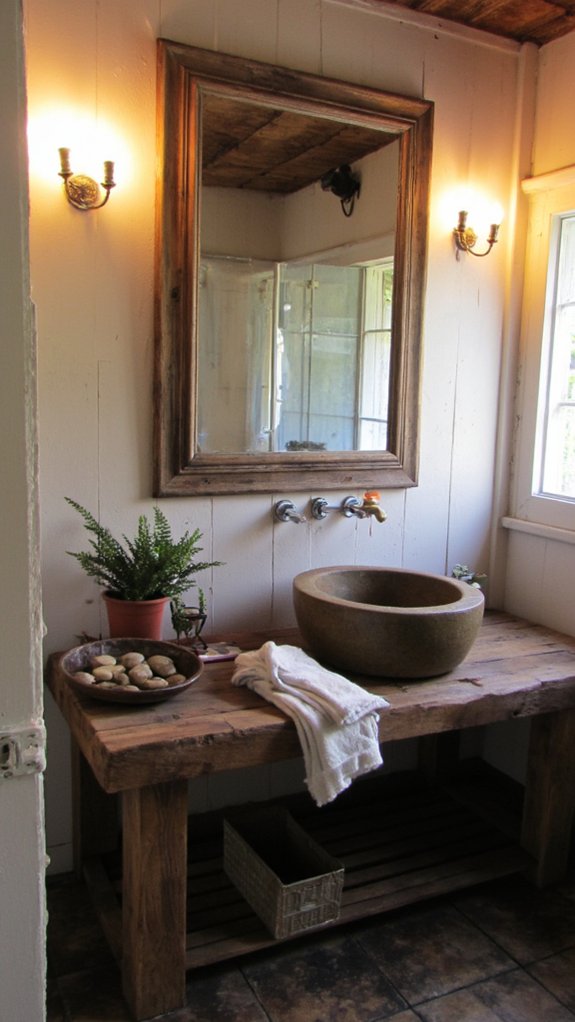 cozy rustic bathroom lighting
