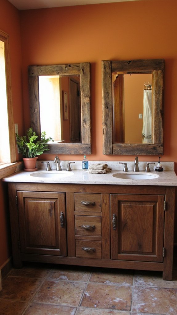 cozy rustic double mirrors