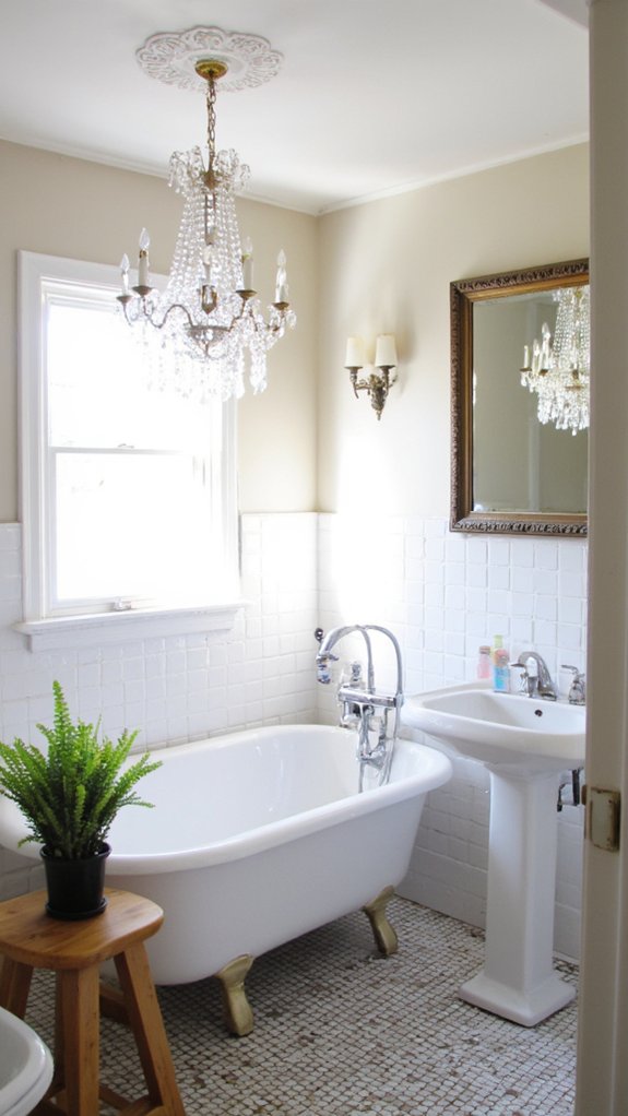 elegant bathroom chandelier transformation