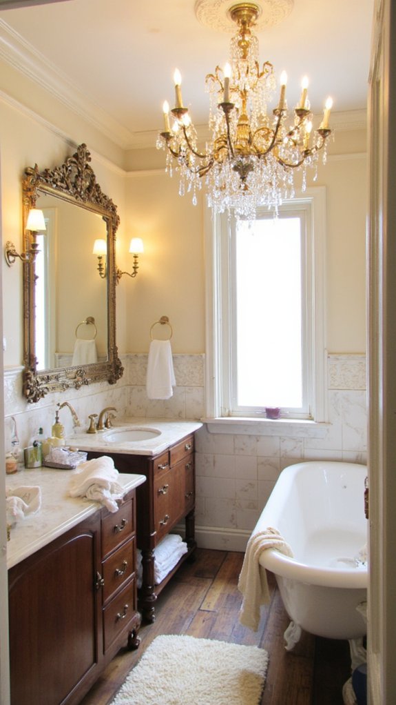 elegant bathroom chandelier transformation