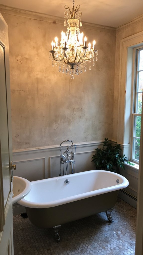 elegant bathroom chandelier transformation