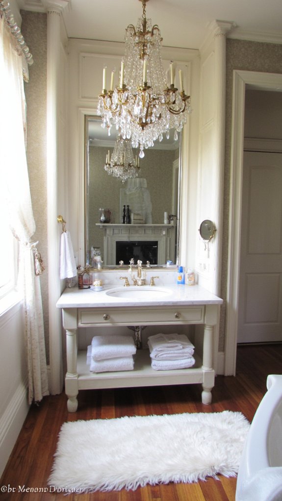 elegant chandelier bathroom transformation