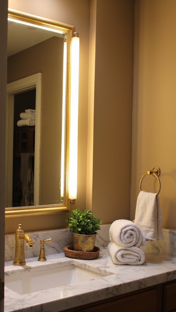 elegant illuminated gold mirrors