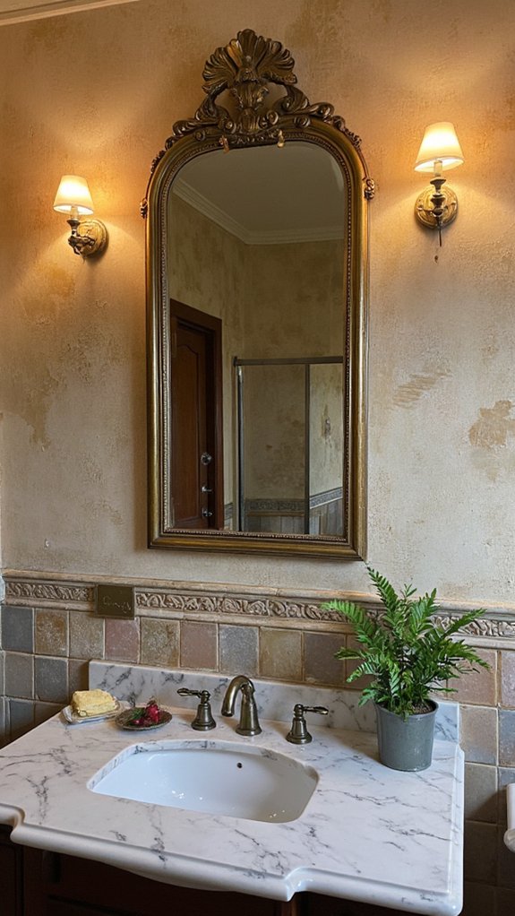 elegant illuminating brass mirrors