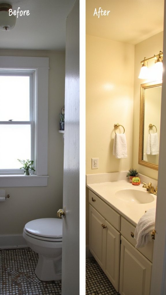 gold lighting vanity transformation