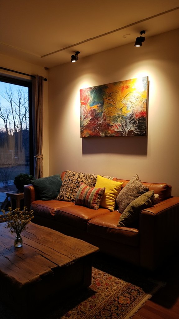 led spotlights enhance artwork