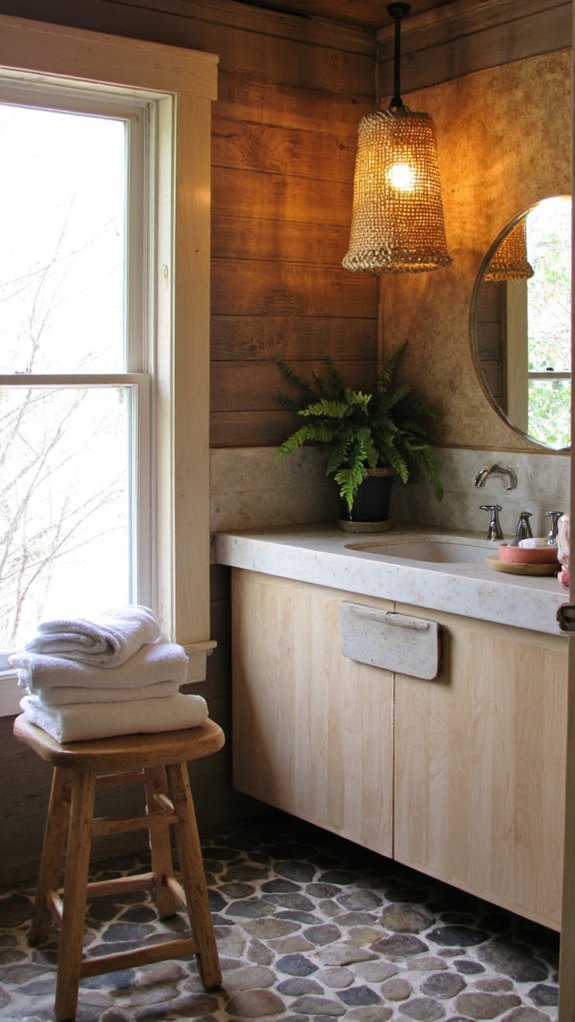 nature inspired calming bathroom lighting
