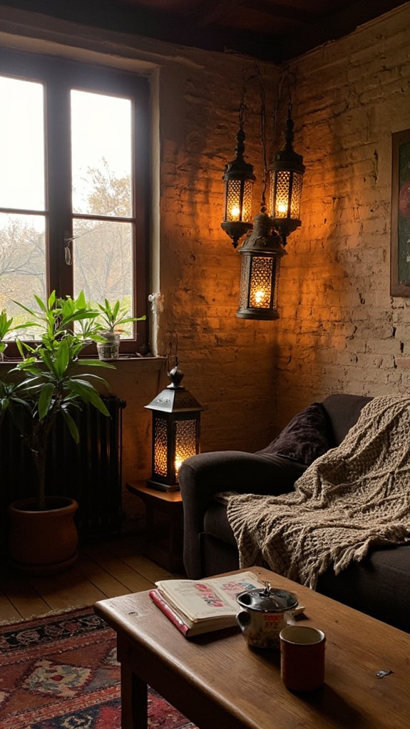rustic lanterns create warmth
