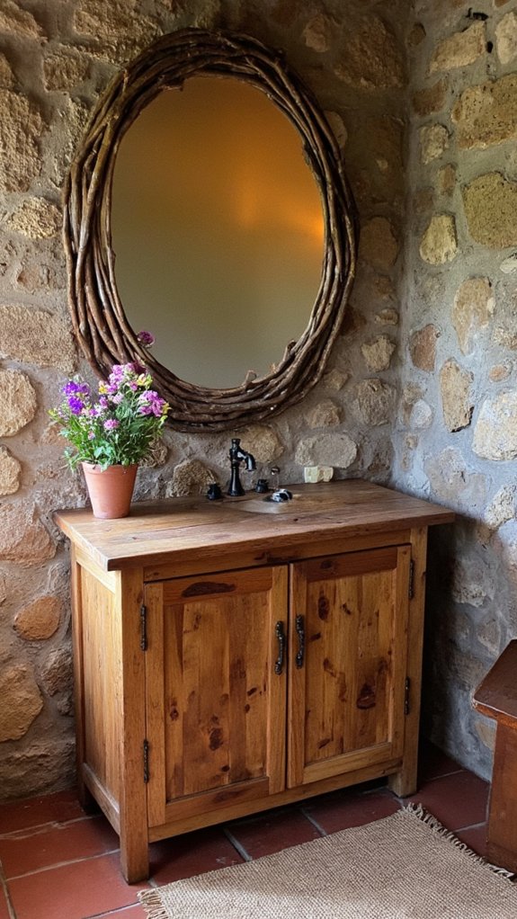 rustic woodsy mirror vanity