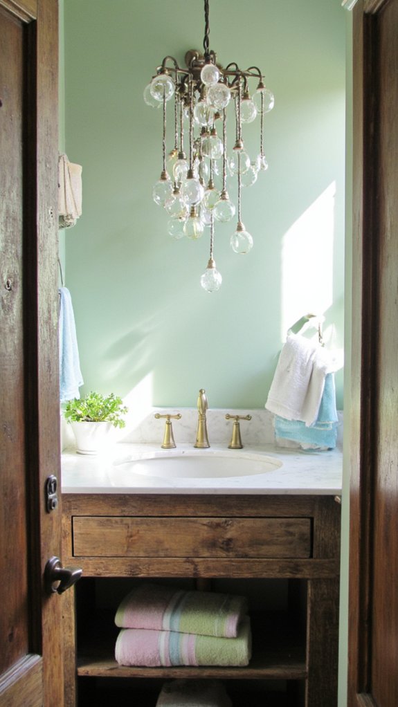 sculptural fixtures enhance vanity