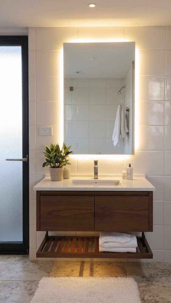 sleek backlit mirror design