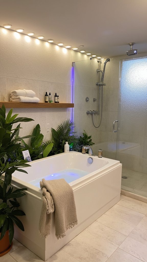 spa like retreat with lighting