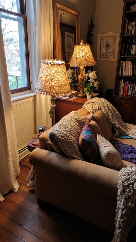 textured ambiance with lampshades