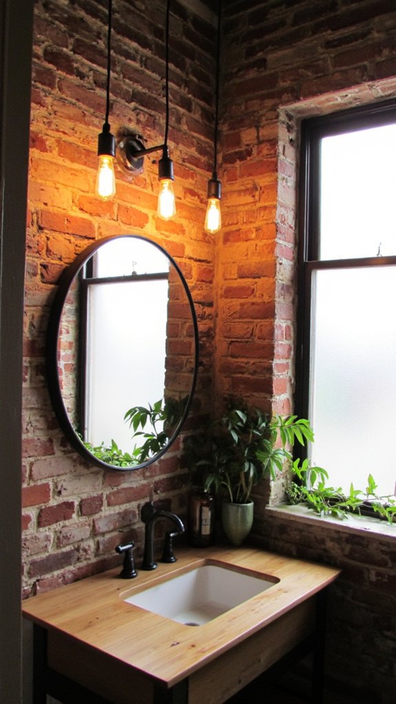 trendy industrial bathroom lighting