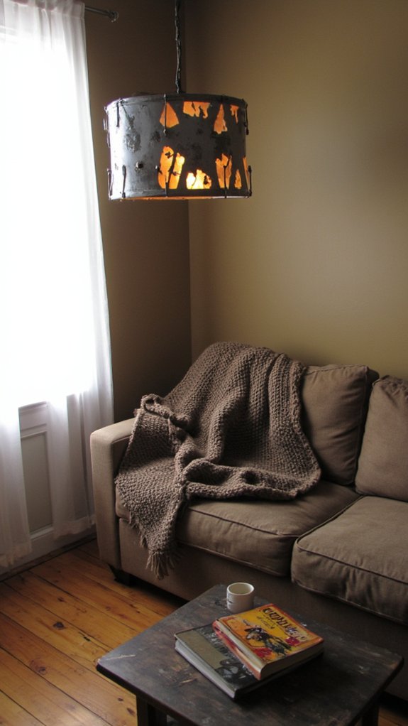 upcycled drum light fixture