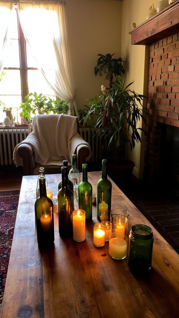 upcycled wine bottle candles