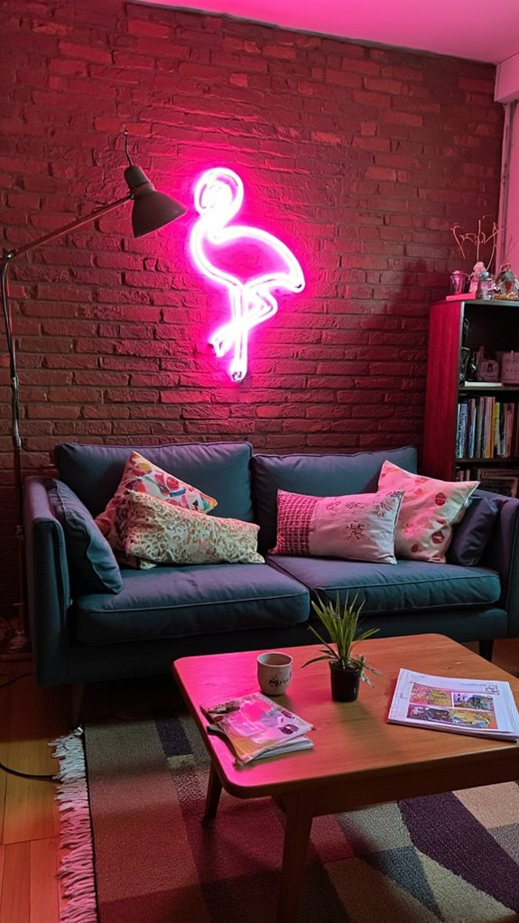 vibrant neon sign accents