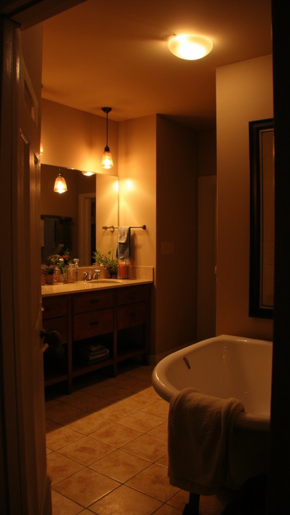 warm ambient bathroom lighting