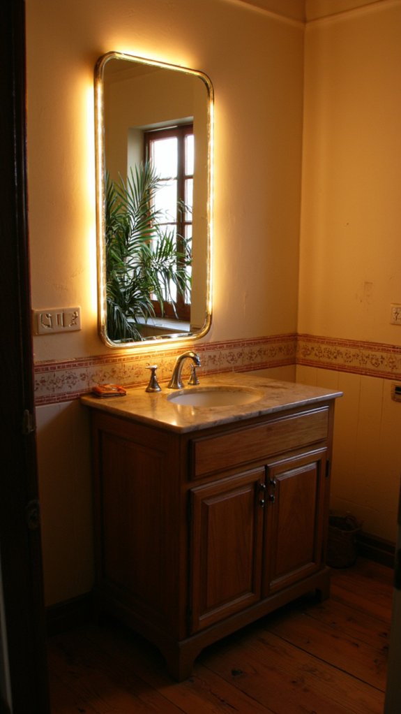warm inviting bathroom lighting