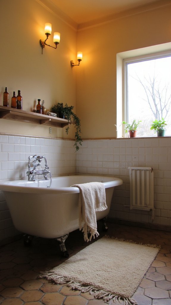 warm toned cozy bathroom lighting