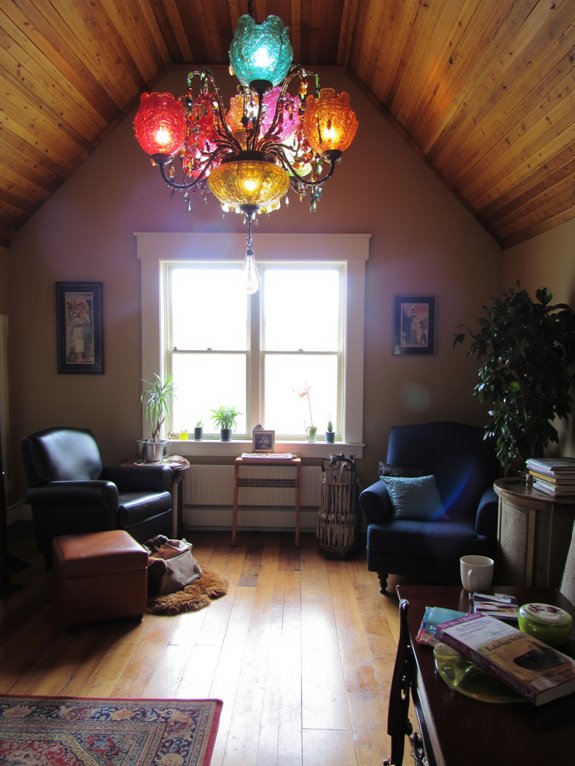 colorful chandelier room transformation