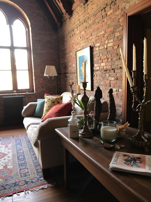 cozy ambiance with candle holders