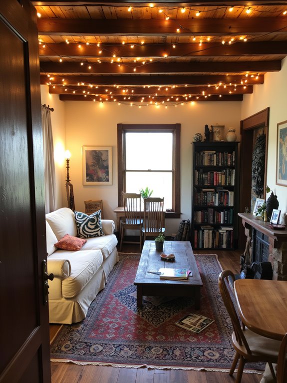 cozy atmosphere with string lights