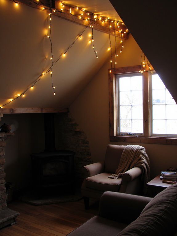 cozy atmosphere with string lights