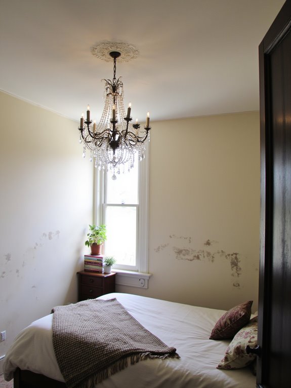 cozy bedroom chandelier glow