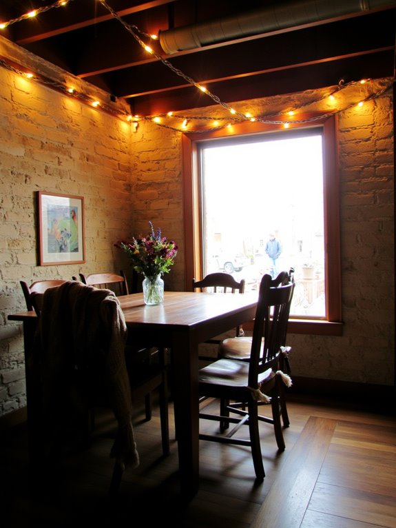 cozy dining with rope lighting