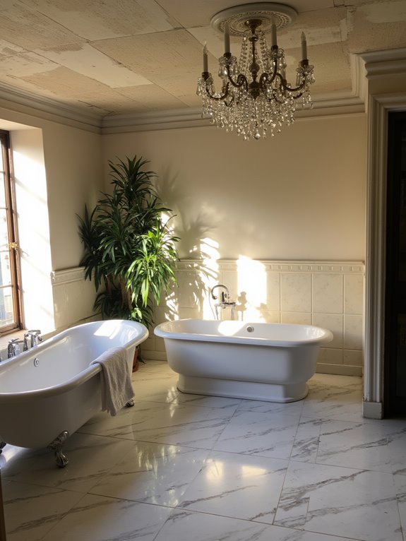 elegant bathroom chandelier transformation