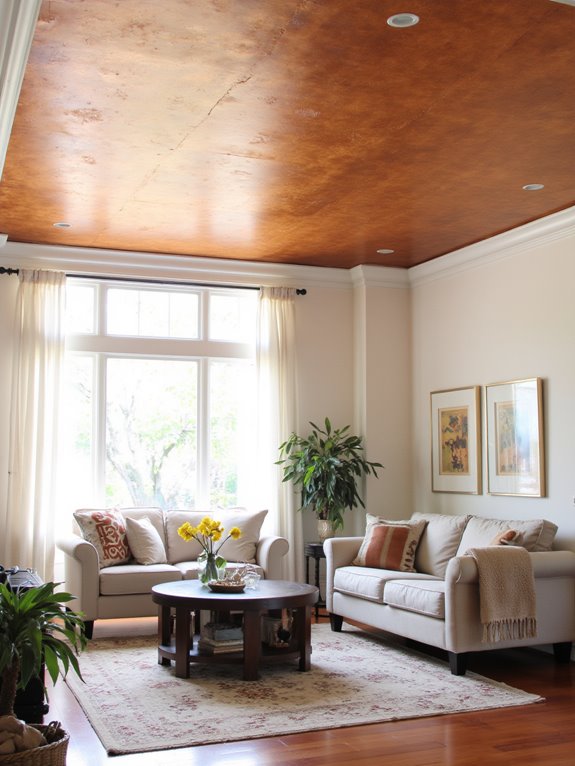 metallic finishes enhance ceilings