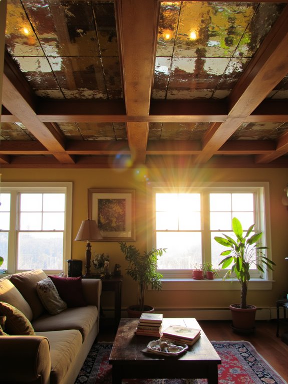 mirrors amplify coffered ceilings