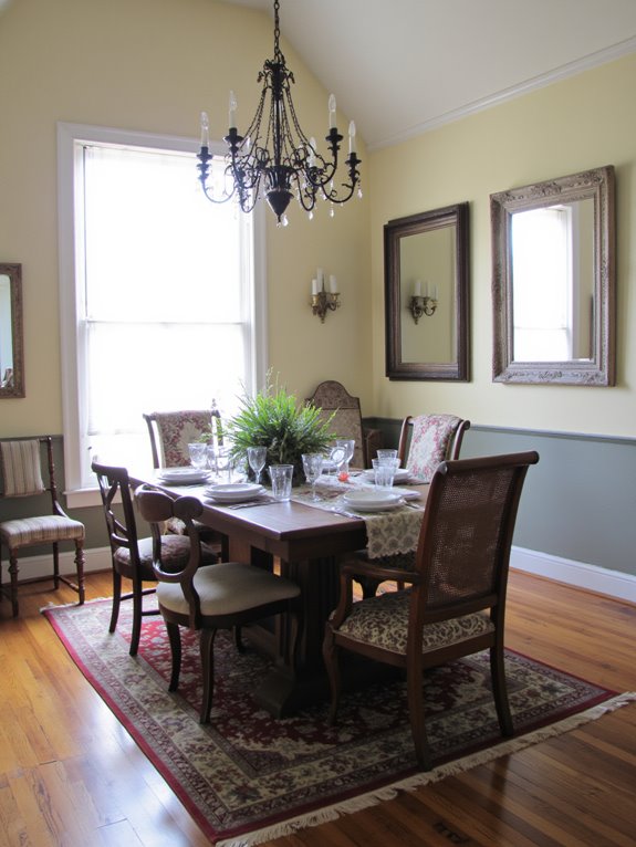 mirrors enhance dining lighting