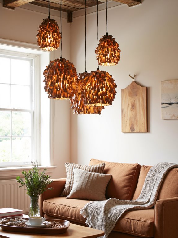 multi layered wooden pendants