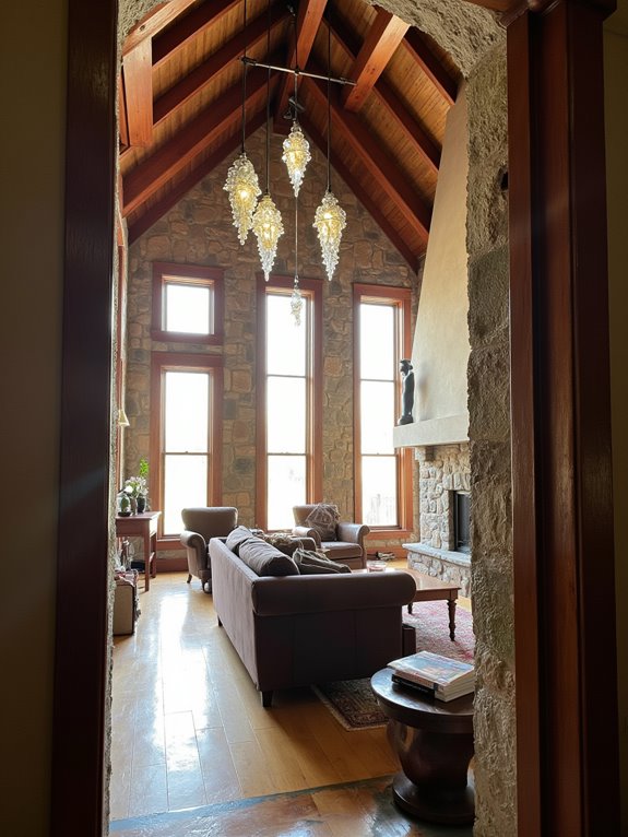 sculptural lighting enhances spaces