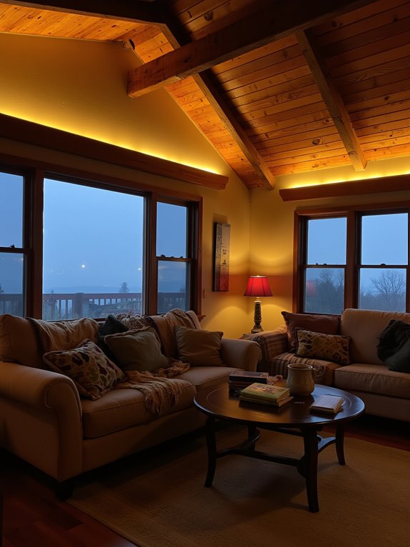 soft glow enhances ceilings